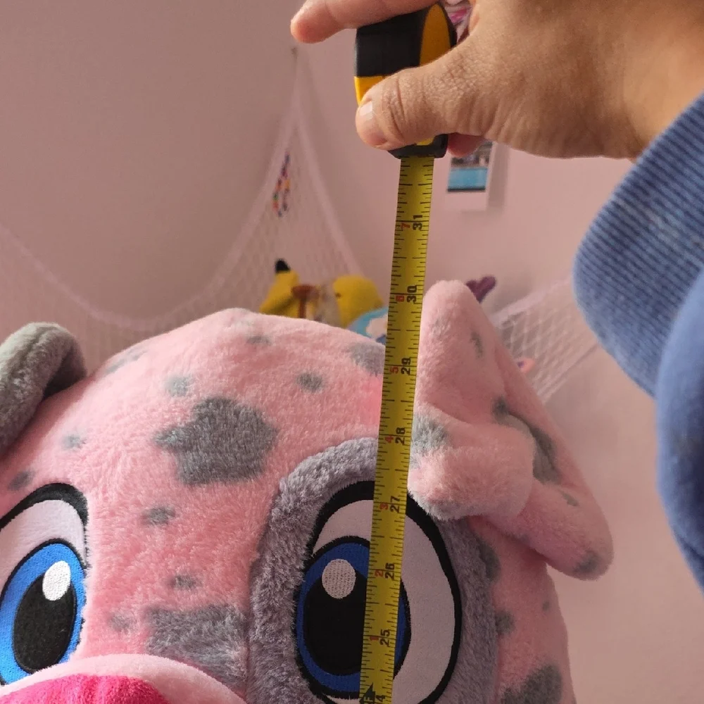 Big Pink and Gray Pig Plush Toy - Picture 2 of 9